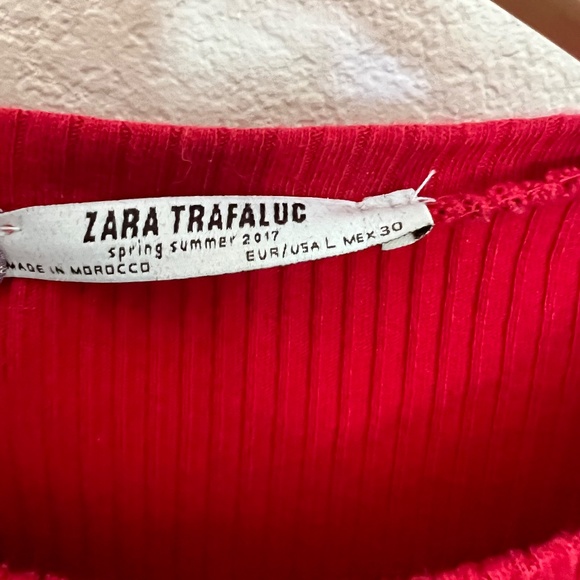Zara Trafaluc Red Ribbed Top Size L - Picture 2 of 3